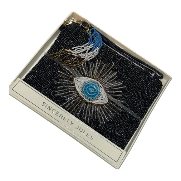 Sincerly Jules Navy Beaded Clutch - Picture 5 of 6